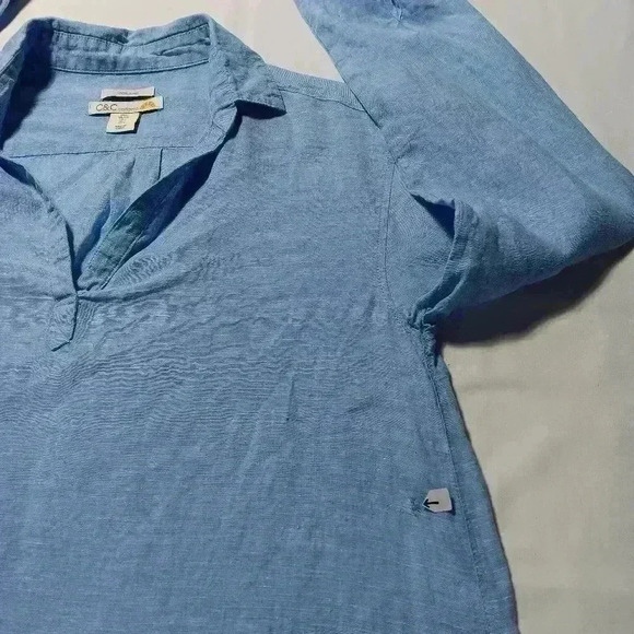 C&C California 💯 Linen Long Sleeve mini dress. Ladies size L - Picture 6 of 9